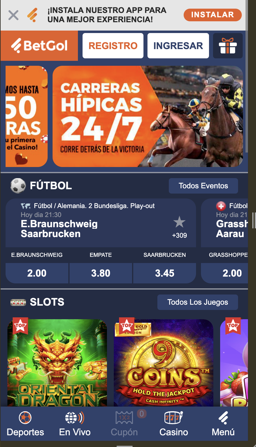 Visita el sitio web oficial de BetGol.