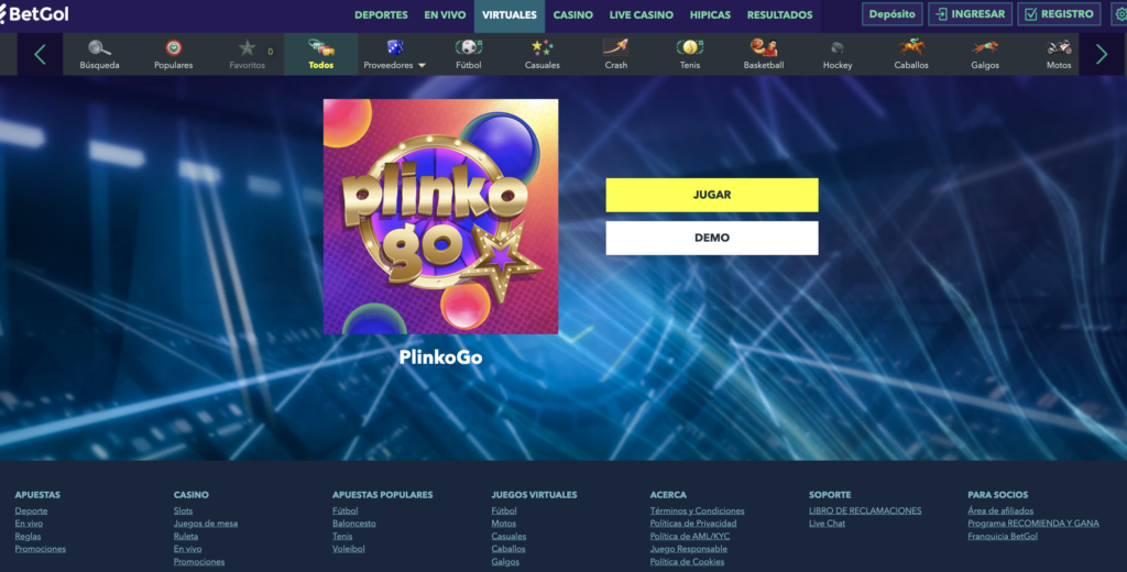 Plinko casino online – bola cayendo en el tablero de premios